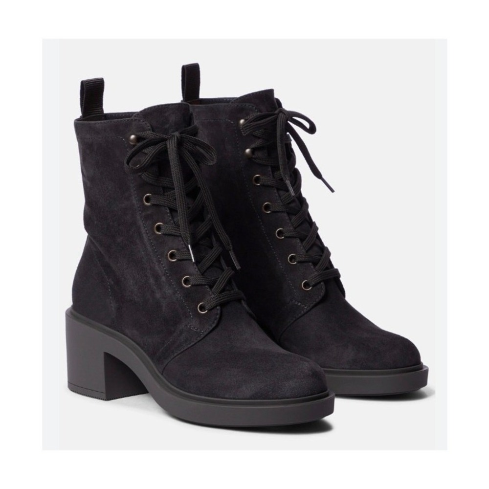 Gianvito Rossi Foster 45mm Suede Lace Up Boots in Blue/Gray